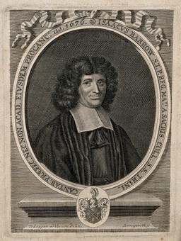 Isaac Barrow. Line engraving by M. Bernigeroth after D. Loggan.