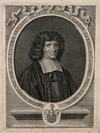 Isaac Barrow. Line engraving by M. Bernigeroth after D. Loggan.
