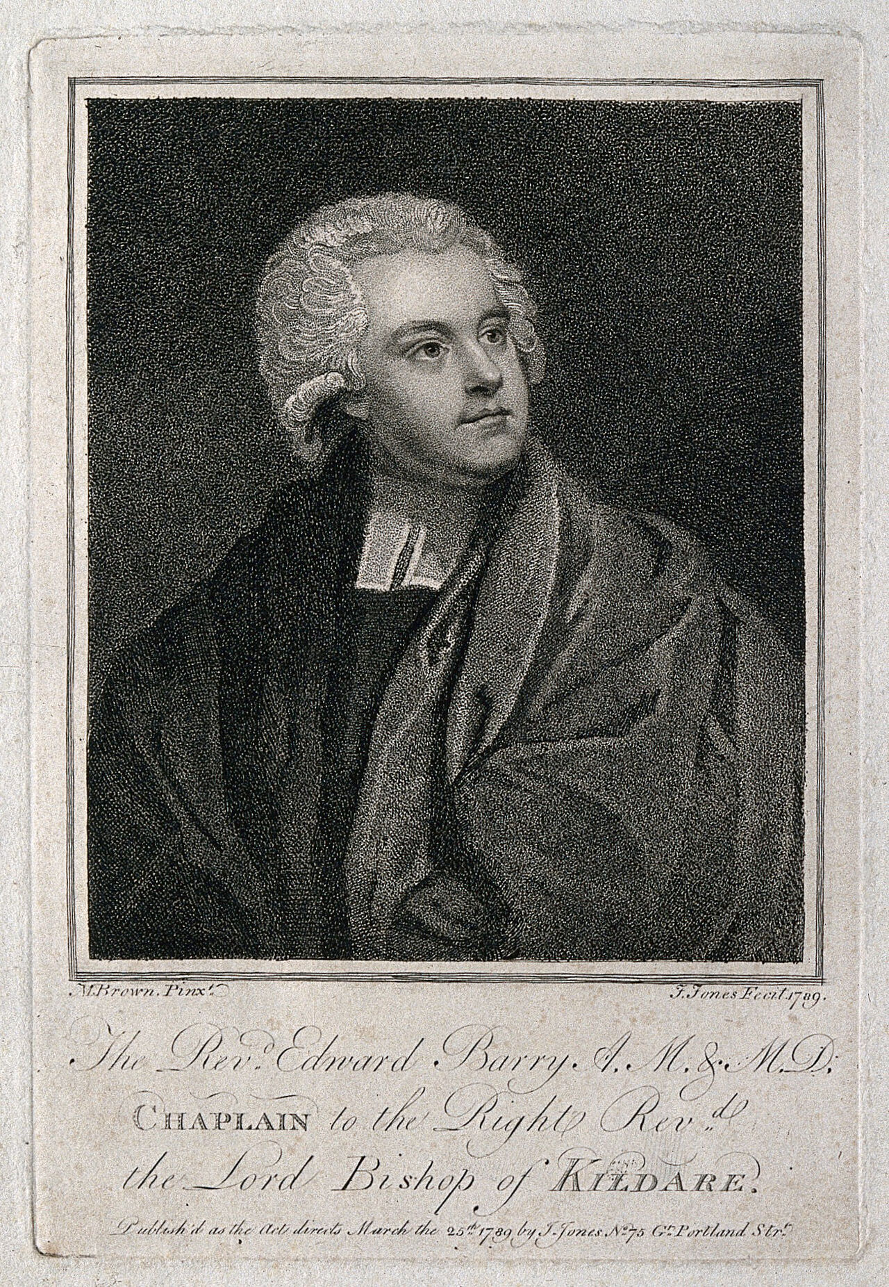 Edward Barry. Stipple engraving by J. Jones, 1789, after M. Brown., by Mather Brown