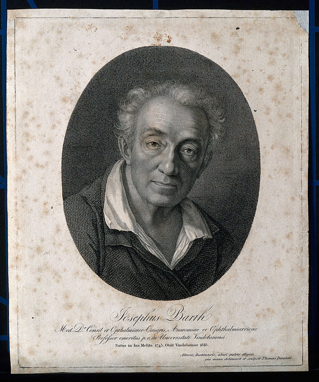 Joseph Barth. Line engraving by T. Benedetti., by Tommaso Benedetti