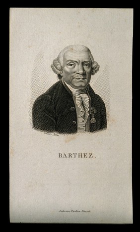 Paul Joseph Barthez. Stipple engraving by Lambert.