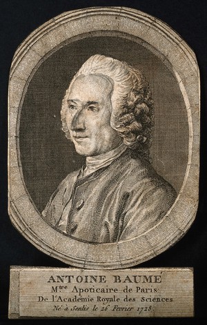 view Antoine Baumé. Engraving by A. de Saint-Aubin after C. N. Cochin, 1772.