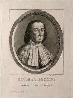 view Jacopo Bartolomeo Beccari. Line engraving by F. Rosaspina.