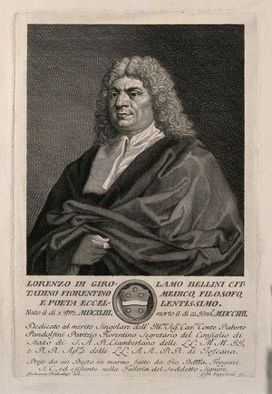 view Lorenzo de Girolamo Bellini. Line engraving by G. Vascellini after G. Traballesi.