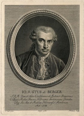 Johann Justus von Berger. Line engraving by J. F. Clemens, 1781, after J. Juel.