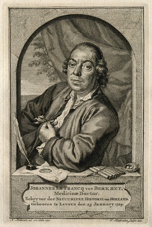 view Johannes le Francq van Berkhey. Line engraving by J. Houbraken, 1771, after H. Pothoven, 1771.