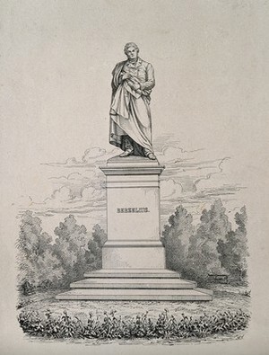 view Jöns Jacob Berzelius. Etching by "A. S." after C. G. Quarnström.