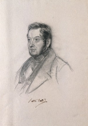 view Pietro Betti. Pencil drawing by C. E. Liverati.