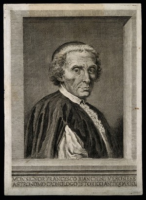 view Francesco Bianchini. Line engraving attributed to Felice Polanzani.