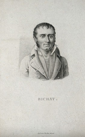 Marie François Xavier Bichat. Stipple engraving by Lambert Frères.