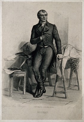 Marie François Xavier Bichat. Line engraving by A.A. Wacquez after E. Béranger.