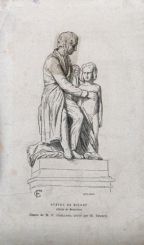 Marie-François-Xavier Bichat. Wood engraving (?) by P. Delduc after F. Gaillard after David d'Angers.