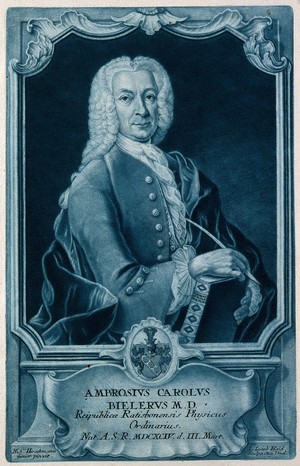 view Ambrosius Carolus Bieler. Mezzotint by J. J. Haid after M. C. Hirschmann.