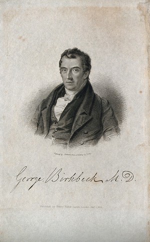 view George Birkbeck. Stipple engraving by J. Thomson after W. Derby.