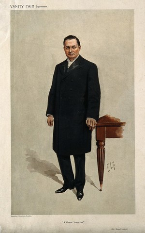 view Sir John Bland-Sutton. Colour lithograph after "Elf" (L. Fildes).