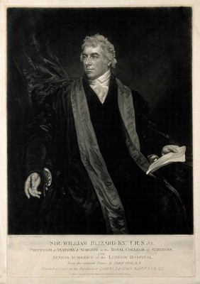 Sir William Blizard. Mezzotint by S. W. Reynolds after J. Opie.