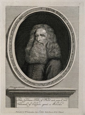 Jacob Bobart. Line engraving by M. Burghers after D. Loggan.