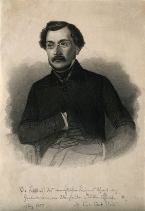 Karl Ernst Bock. Line engraving by G. Planic, 1857.