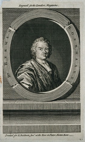 Hermann Boerhaave. Line engraving.