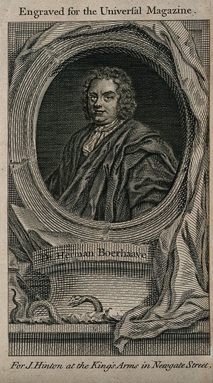 view Hermann Boerhaave. Line engraving.