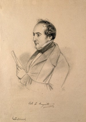 view Charles Lucien Jules Laurent Bonaparte, Prince de Canino. Pencil drawing by C. E. Liverati, 1841.