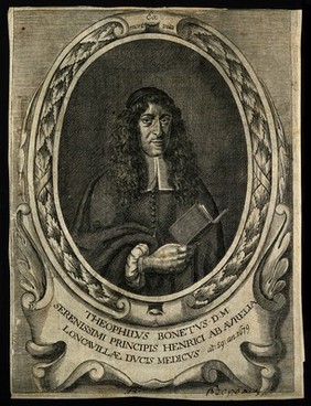 Théophile Bonet. Line engraving by F. Diodati, 1679.