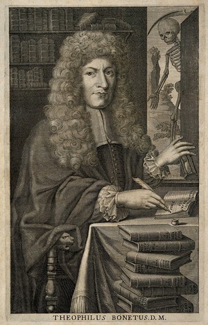 view Théophile Bonet. Line engraving, 1700.