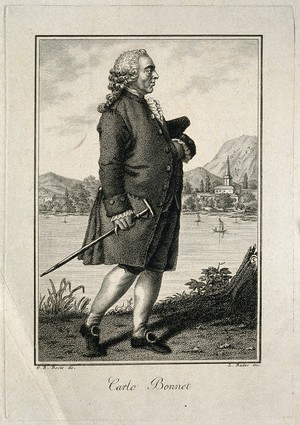 view Charles Bonnet. Etching by L. Rados after J.B.F. Bosio.