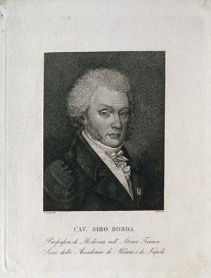 view Siro Borda. Stipple engraving by D. Rossi after G. Longhi.