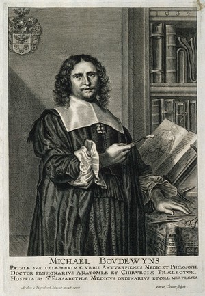 view Michael Boudewyns. Line engraving by P. Clouwet after A. van Diepenbeeck, 1664.