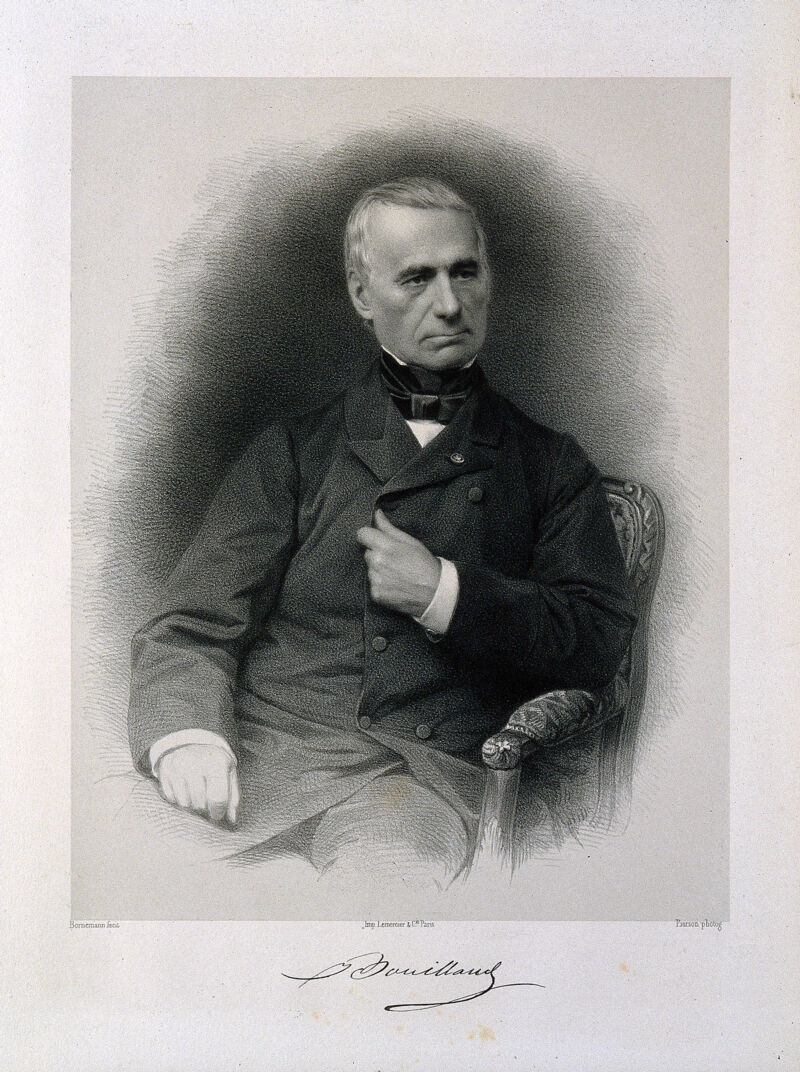 Jean-Baptiste Bouillaud. Lithograph by C. Bornemann after P.L. Pierson., 1873, by Pierre-Louis Pierson