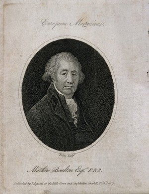 view Matthew Boulton. Stipple engraving by W. Ridley, 1809, after Sir W. Beechey, 1799.