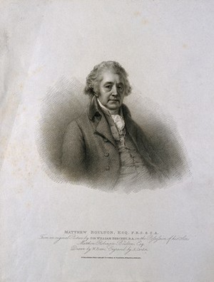 view Matthew Boulton. Stipple engraving by A. Cardon, 1812, after W. Evans after Sir W. Beechey, 1799.