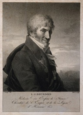 Edmé Joachim Bourdois de la Motte. Stipple engraving by A. J. Mécou after J. Isabey.