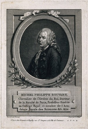 view Michel Philippe Bouvart. Line engraving by P.A. Le Beau after C.-L. Desrais.