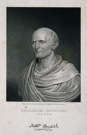 Nathaniel Bowditch. Stipple engraving by J. Cross after J. B. Longacre after J. Frazee.