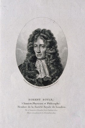 Robert Boyle. Stipple engraving by A. Tardieu after J. Kerseboom.