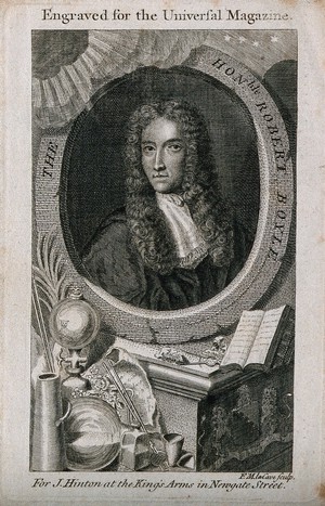 view Robert Boyle. Line engraving by F.M. La Cave after J. Kerseboom.