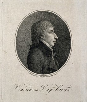 Valeriano Luigi Brera. Stipple engraving by Fratelli Bordiga after Mora.