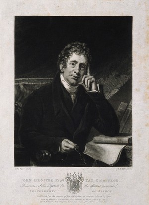 view John Broster. Mezzotint by T. Hodgetts after J. Syme.