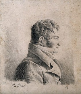 François Joseph Victor Broussais. Lithograph by C.L.P., 1817.