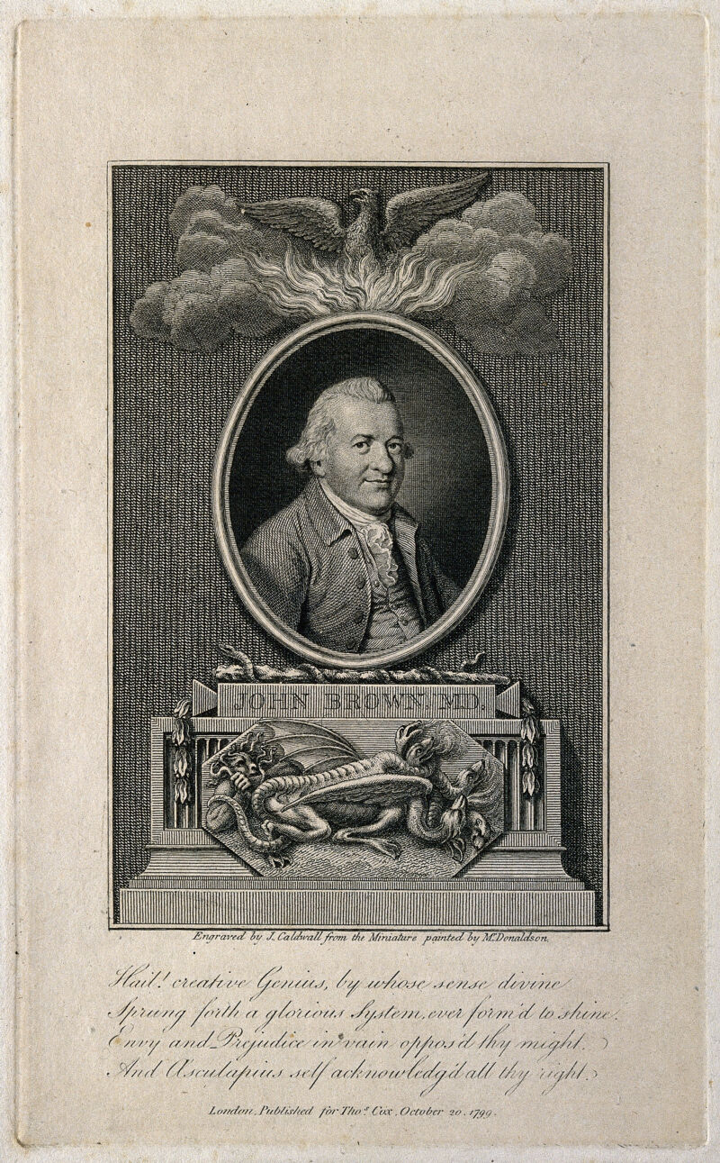 John Brown [Bruno]. Line engraving by J. Caldwall after J. Donaldson., October 20, 1799, by John Donaldson