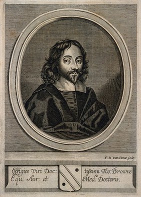 Sir Thomas Browne. Line engraving by F. van Hove, 1672.