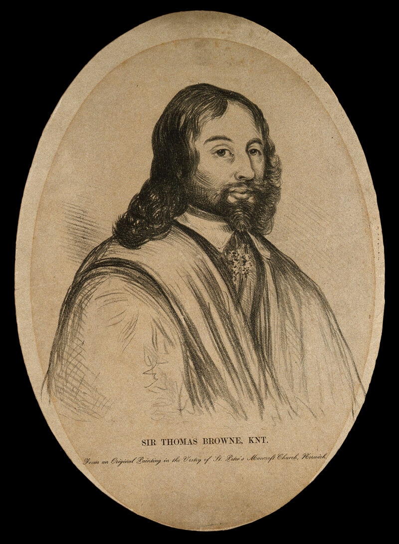 Sir Thomas Browne. Lithograph by M. E. Cotman., by Miles Edmund Cotman
