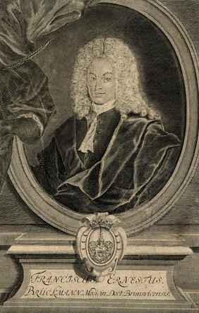 Franz Ernst Brueckmann. Line engraving by E. L. Creite, 1727.