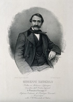 Giuseppe Brugnolo. Lithograph by P. Prosperini after A. Sorgato, 1858.