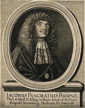 Jacob Pancraz Bruno. Line engraving by W. P. Kilian, 1682.