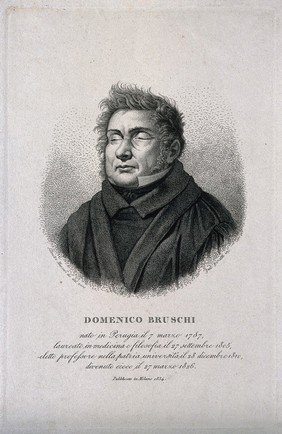Domenico Bruschi. Line engraving by G. Bonatti, 1834, after S. Massari.