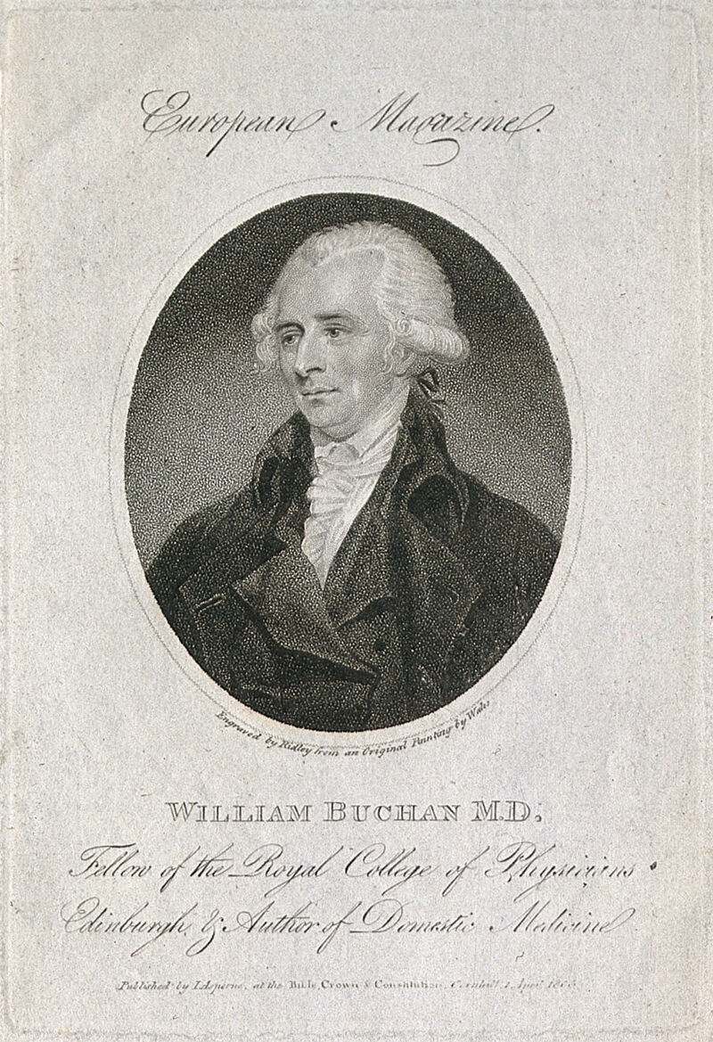 William Buchan. Stipple engraving by W. Ridley, 1805 after J. Wales., 1805, by James Wales