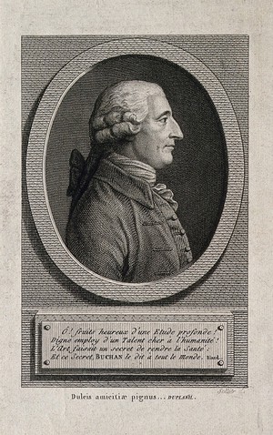 view William Buchan. Line engraving by F.N. Sellier.